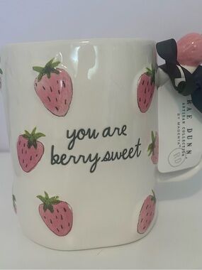 Rae Dunn White Mug with Pink Strawberry Motif